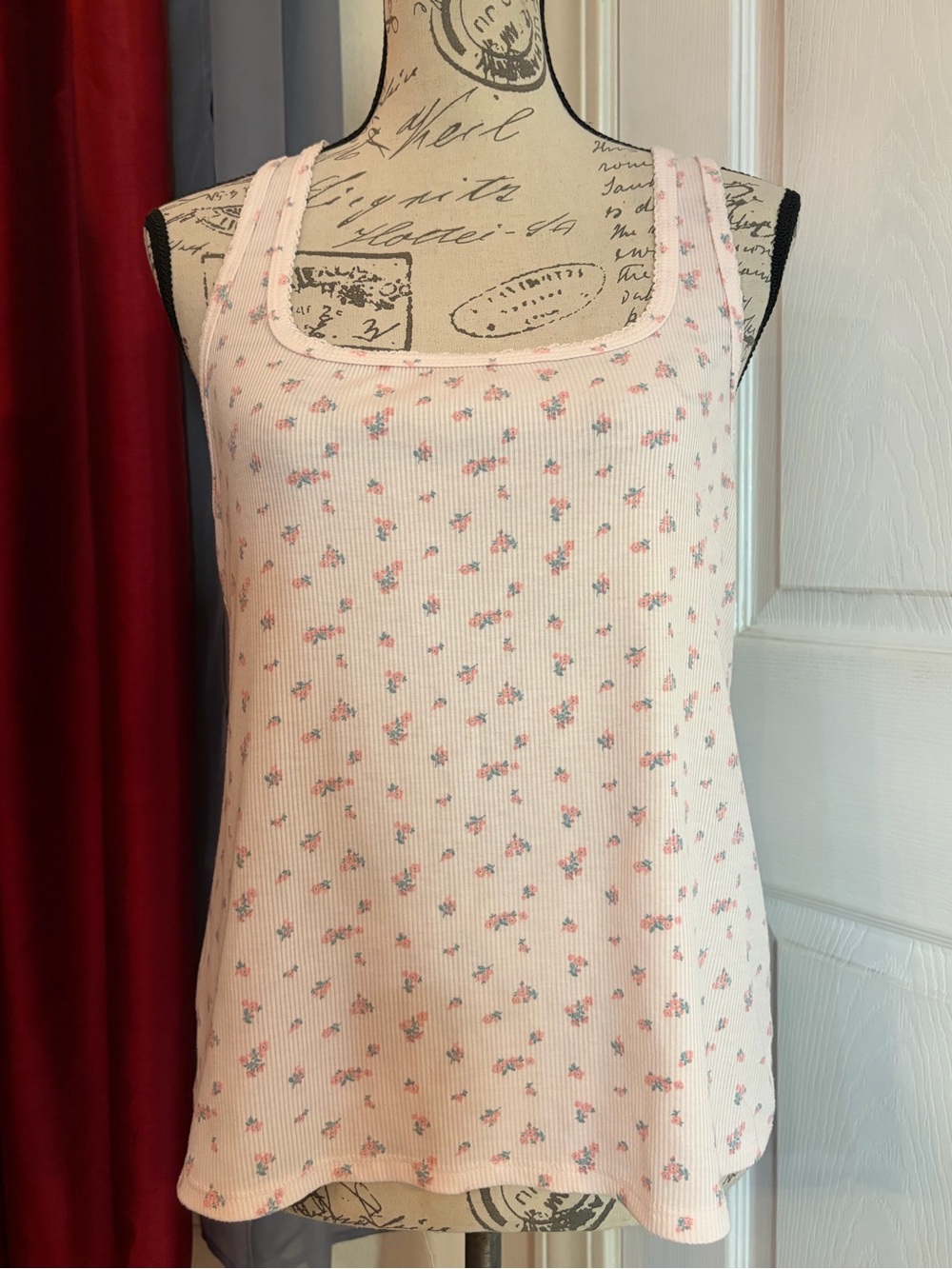 Live 2 Lounge Pink Floral Ribbed Tank Top - Sleeveless Sleepwear